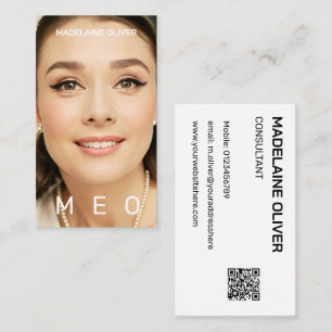 Photo QR Code Monogram Simple Elegant Business Card