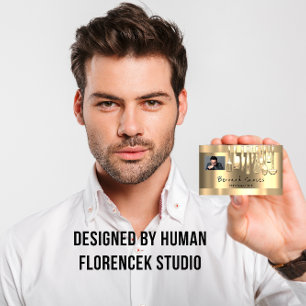 Photo QR Code Personal Chef Cooking Gold Metallic Business Card