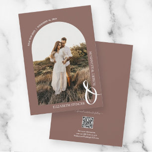 Photo QR Code Rose Taupe Wedding Save The Date