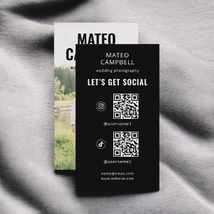 Photo QR Code Social Media Black Business Card