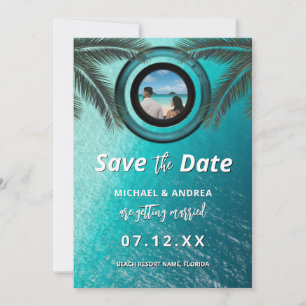 Photo QR Code Summer Ocean Beach Wedding Modern Save The Date