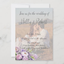 Photo QR Code Watercolor Lavender Peony Wedding
