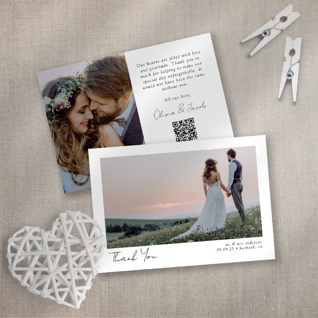Photo QR Code Wedding Thank You Card (Creator Uploaded)