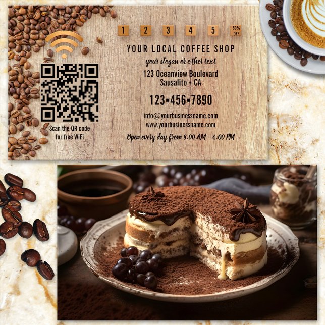 Photo QR Code WiFi Café Shop Carte de fidélité (Créateur téléchargé)