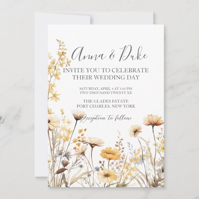Photo QR Code  Wildflower Wedding Invitation (Front)