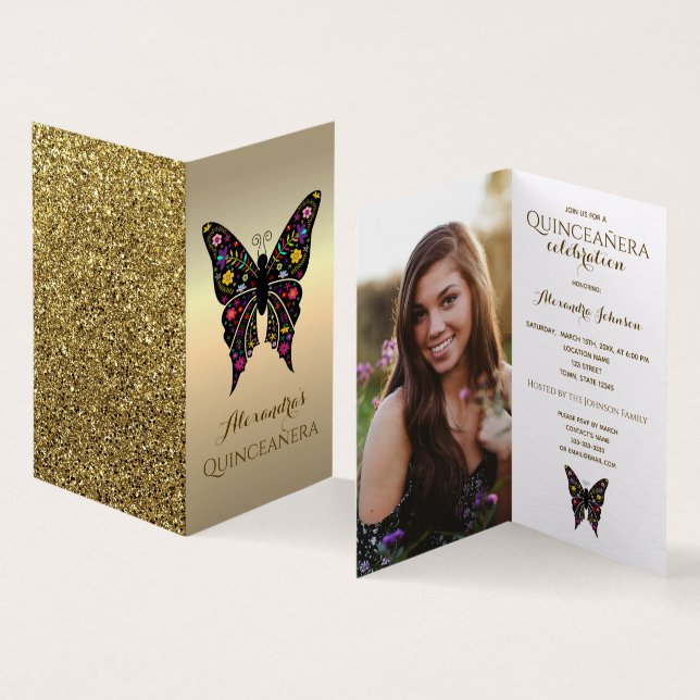 Photo Quinceanera 15e anniversaire Papillon coloré (Inside and Outside)