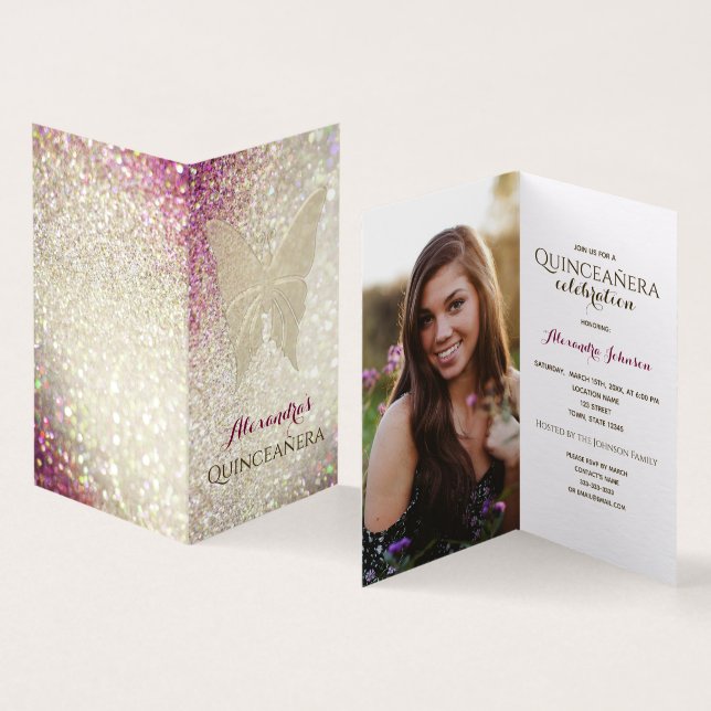 Photo Quinceanera Invitation d'anniversaire (Inside and Outside)