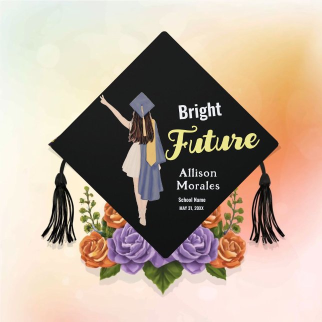 Photo Quote Bright Future Class of 2024 Graduation Cap Topper (Creator Uploaded)
