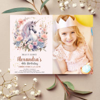 Photo Rainbow Unicorn Gold Glitter Girl Birthday