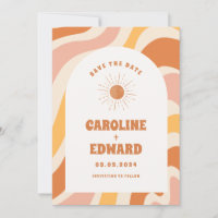 Photo Rainbow Wavy Groovy Save the Date Qr Code