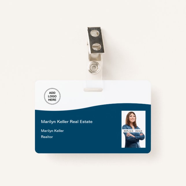 Photo Real Estate Logo Template Name Badge (Front with Clip)