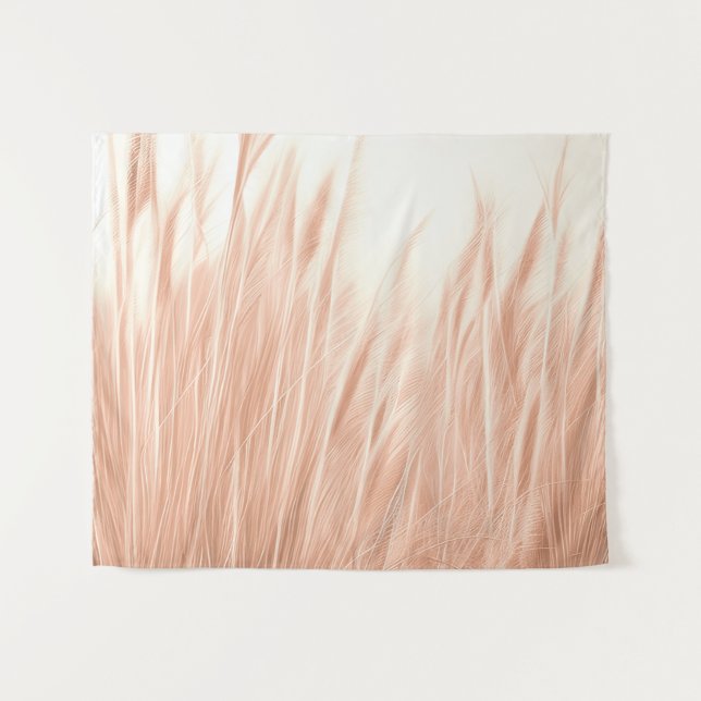 Photo Realistic Pampas Grass Blush Minimal Tapestry (Front (Horizontal))