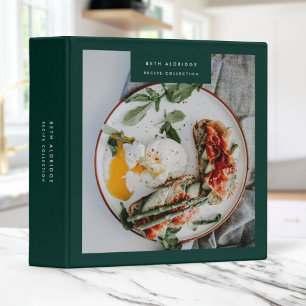 Photo Recipe Collection Dark Green Minimal Modern Binder