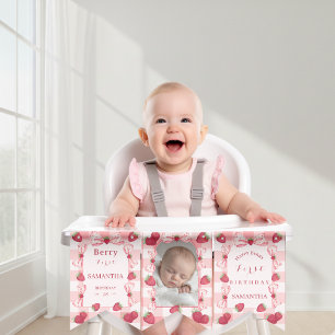 Photo Red Gingham Bows Berry First Bunting Banner