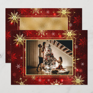 Photo Red Gold Snowflake Christmas Xmas Holiday