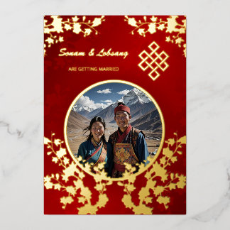 Photo Red Gold Tibetan Wedding