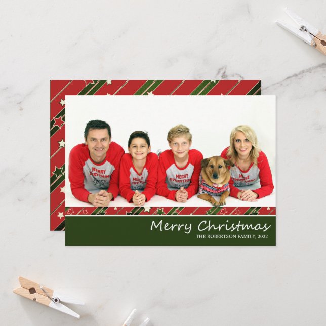 Photo Red Green | Carte de Noël (Devant/Arrière en situation)