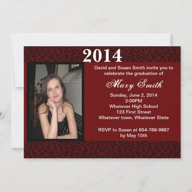 Photo Red Leopard Graduation Invitation (Devant)