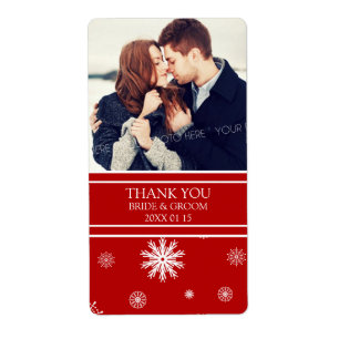 Photo Red White Snowflakes Étiquette de mariage hi