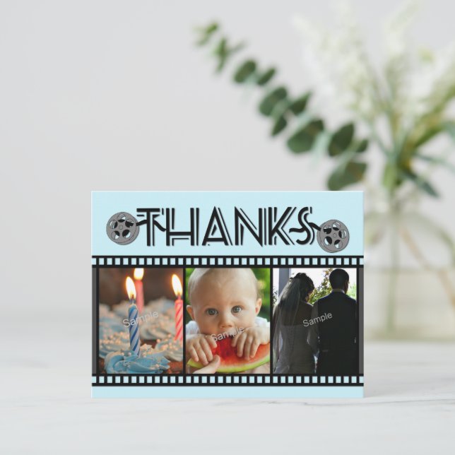 Photo Reel Any Occasion Thanks 3 Photo Card (Standing Front)