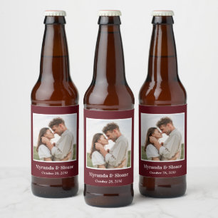 Photo Rehearsal Dinner Burgundy Beer Bottle Label