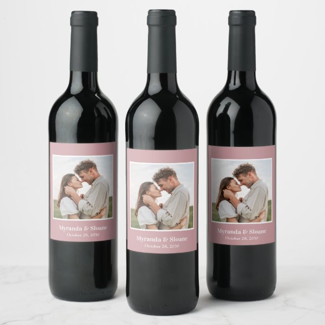 Photo Rehearsal Dinner Dusty Rose Wine Label (Bottles)