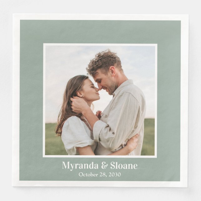 Photo Rehearsal Dinner Eucalyptus Napkin (Front)