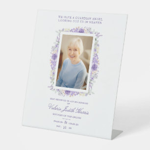 Photo Remembrance Wedding Dear Ones Purple Shades Pedestal Sign