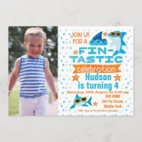 Photo Requins Invitation d'anniversaire fin plasti