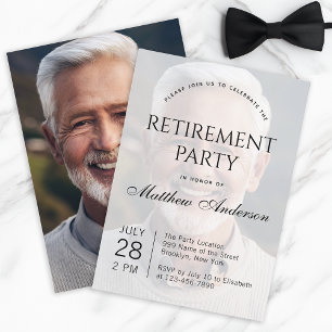 Photo Retirement Party Calligraphy Transparent Invitation