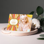 Photo Retro Groovy 70's Themed Kids Birthday Invitation<br><div class="desc">Transport your guests to an era of timeless elegance with our Retro. This invitation is not just an announcement; it's a masterpiece that seamlessly blends retro charm with a touch of modern grace. The floral patterns, adorned with hues of pink and gold, bring a vintage flair to your child's birthday...</div>