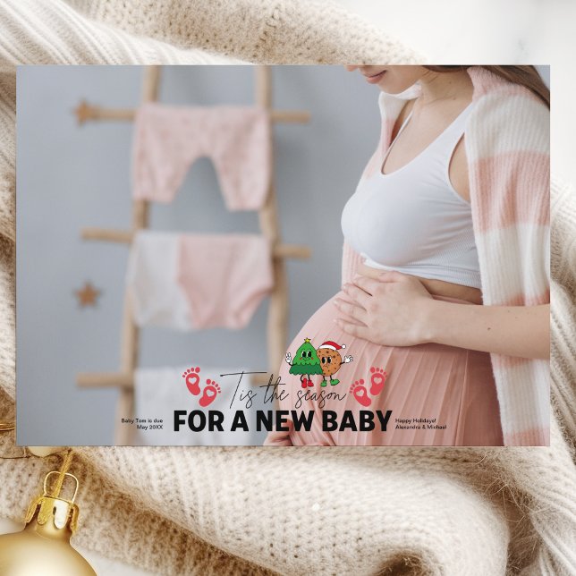 Photo Retro Tis The Season Pregnancy Announcement (Creator Uploaded)