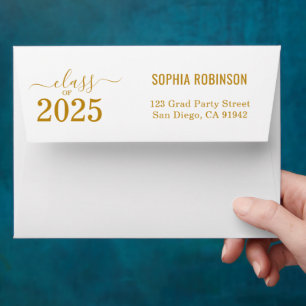 Photo & Return Address Gold Typography Graduation Envelope