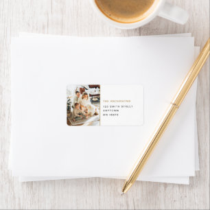 Photo Return Address Label Christmas Holiday Gold