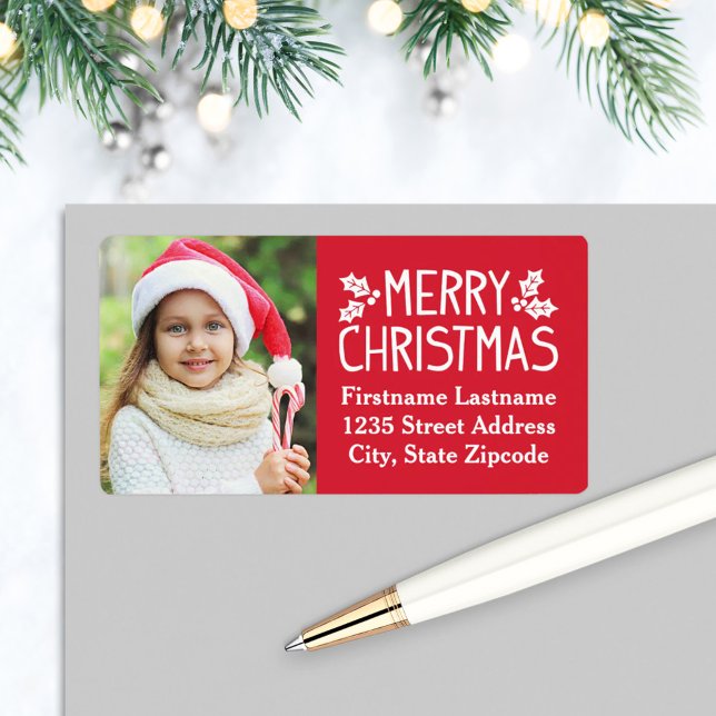 Photo Return Address Label | Merry Christmas (Creator Uploaded)