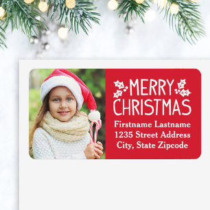 Photo Return Address Label Merry Christmas