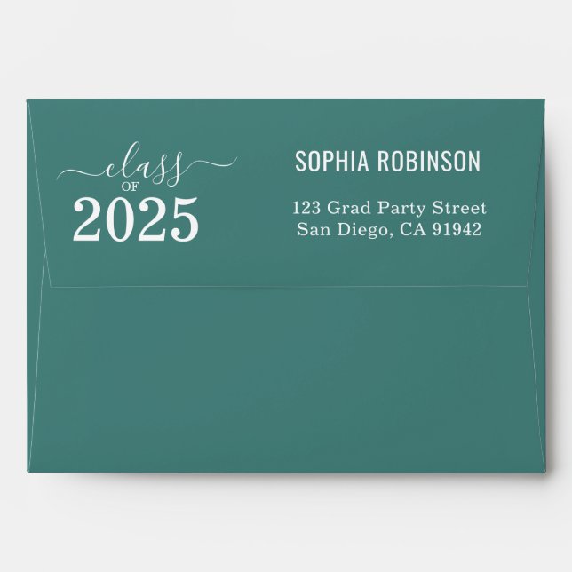 Photo & Return Address Simple Modern Graduation Envelope (Back (Top Flap))