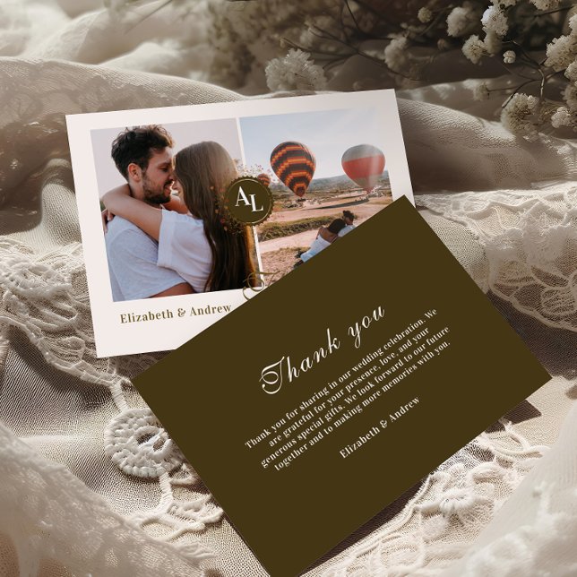 Photo Rococo Floral Antique Frame Wedding Thank You Card (Creator Uploaded)