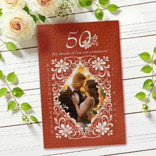 Photo romantique Rouge Rouille  Puzzle 50e Anniver