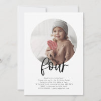 Photo ronde quatre anniversaire Invitation
