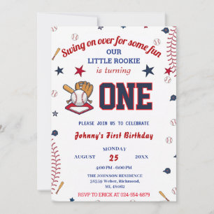 Photo Rookie Of The Year Baseball First Birthday Invitation