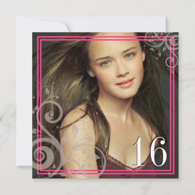 Photo rose - invitation du bonbon 16 (Devant)