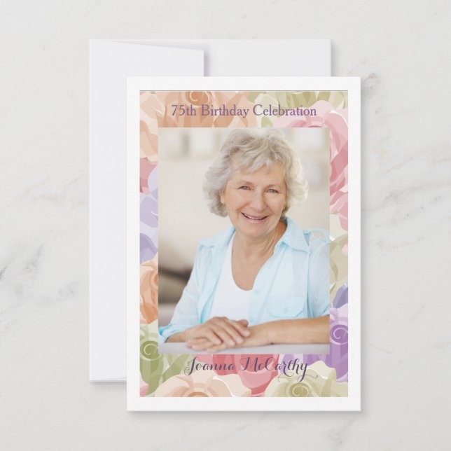 Photo Rose Pastel (Vertical) Invitation (Devant)