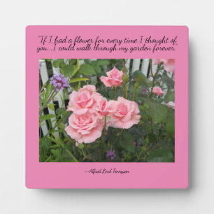 Photo Roses roses Pensées de vous Tabletop Plaque