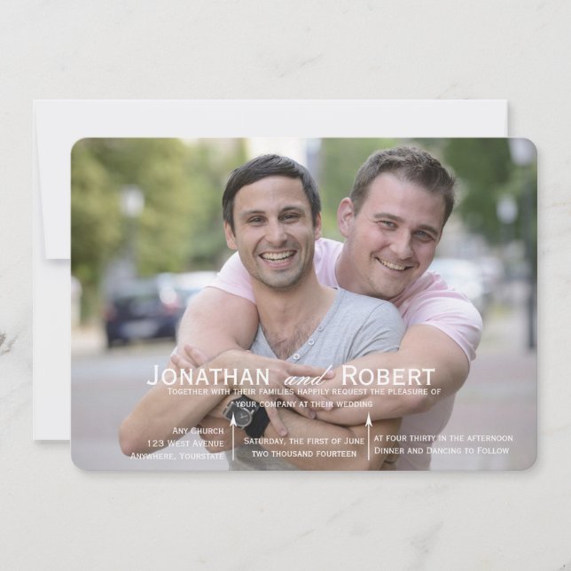 Photo Rounded Corners Gay Wedding Invitation (Front)