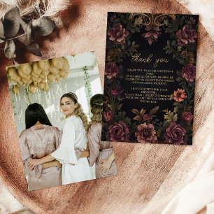 Photo Royal Victorian Floral Gothic Bridal Thank You Card