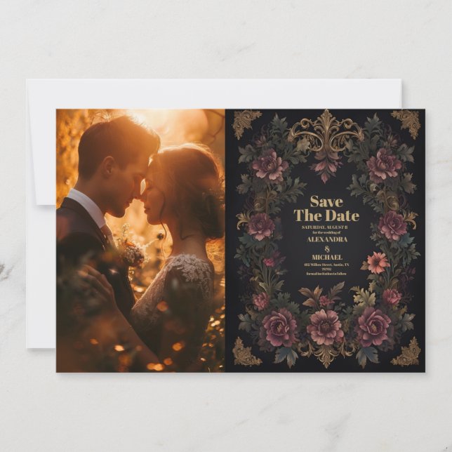 Photo Royal Victorian Floral Gothic Wedding Save The Date (Front)