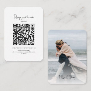 Photo RSVP with QR Code Script Enclosure Card