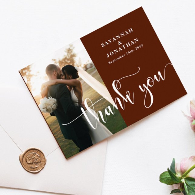 Photo Rust Terracotta Wedding  Thank You Card (Creator Uploaded)