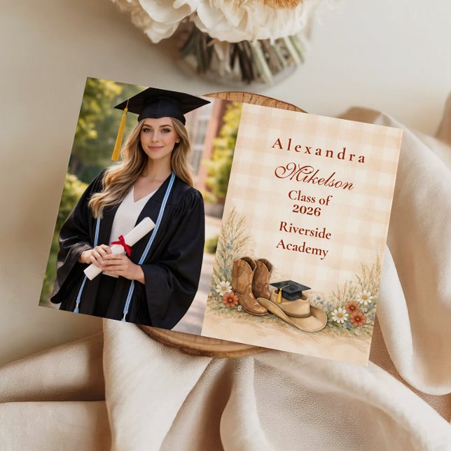 Photo Rustic Boots Graduation Party Announcement (Creator Uploaded)